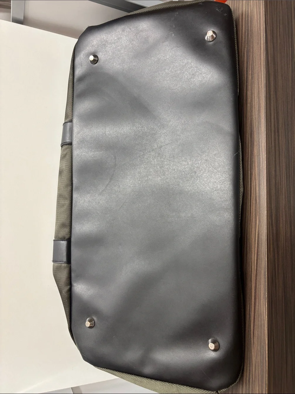 Versace Parfums Olive Green and Black Travel Duffle Bag - Broken Zipper
